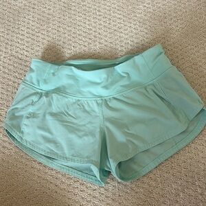 Mint Lululemon speed up low rise shorts